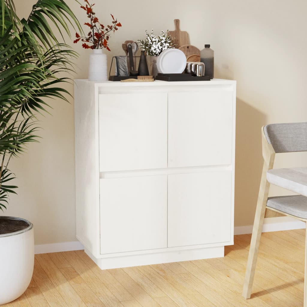 Skänk vit 60x34x75 cm massiv furu
