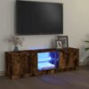 Tv-bänk med LED-belysning rökfärgad ek 120x30x36 cm