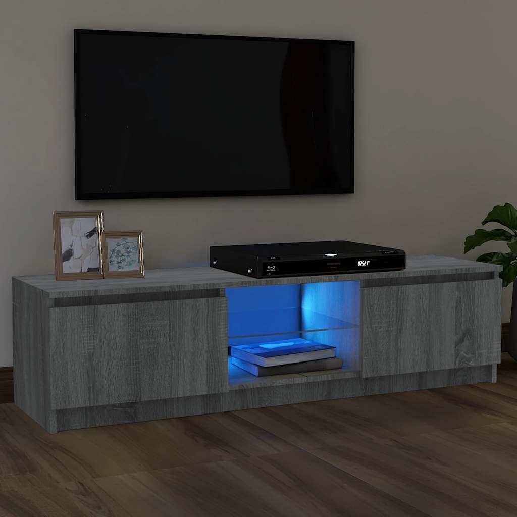 TV-bänk med LED-belysning grå sonoma 120x30x36 cm