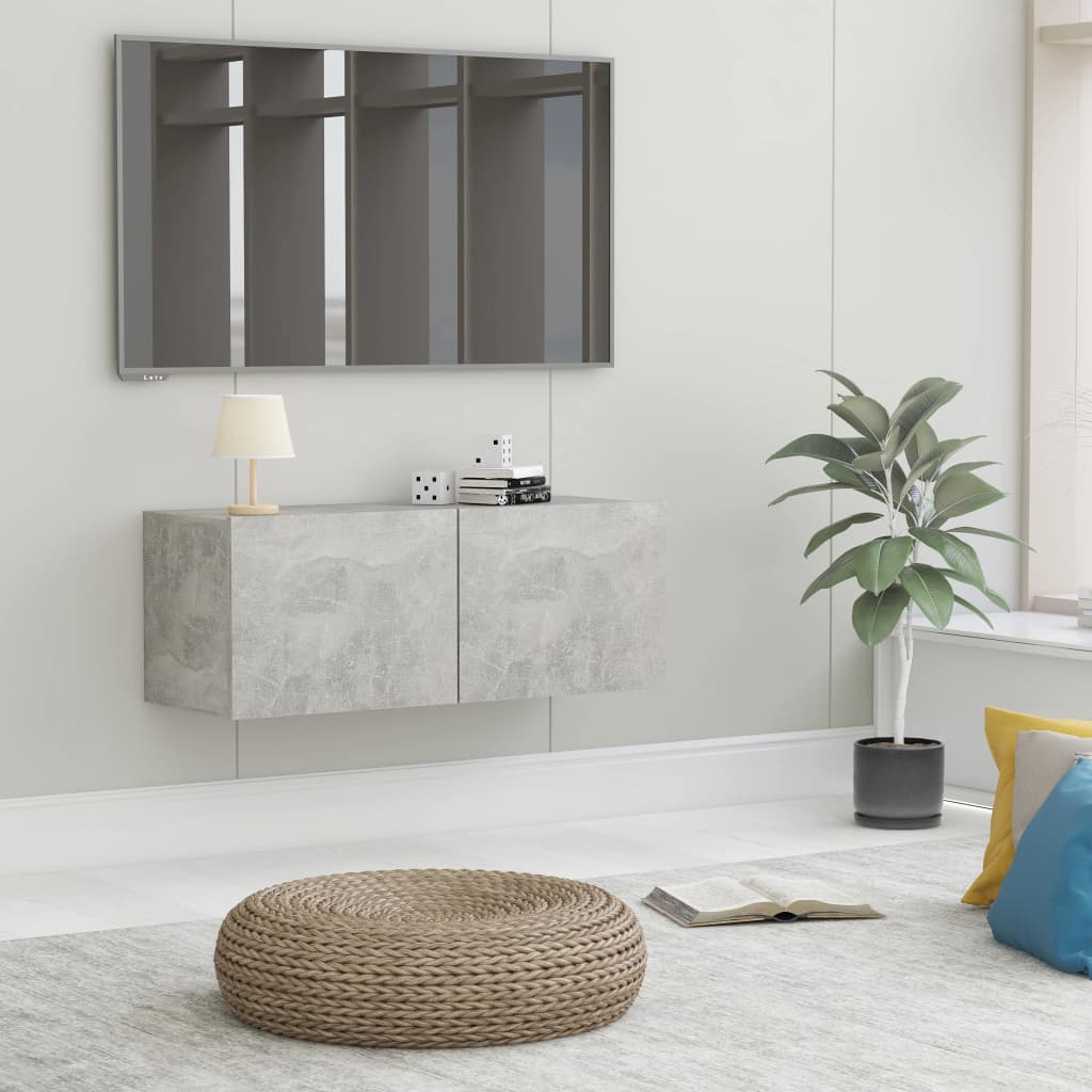 Tv-bänk betonggrå 80x30x30 cm konstruerat trä