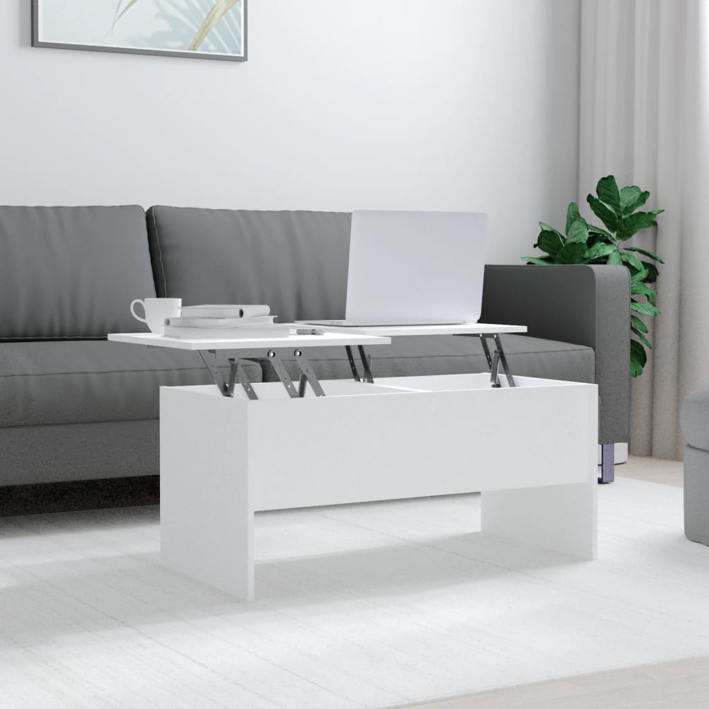 Soffbord vit 102x50,5x46,5 cm konstruerat trä