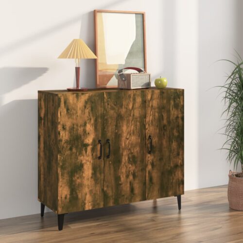 Byrå rökfärgad ek 90x34x80 cm konstruerat trä