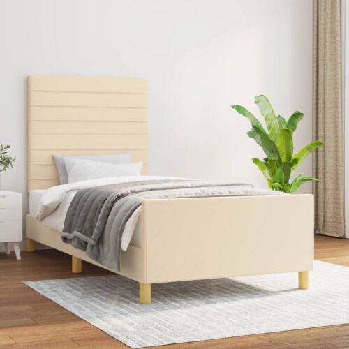 Sängram utan madrass gräddvit 100x200 cm tyg