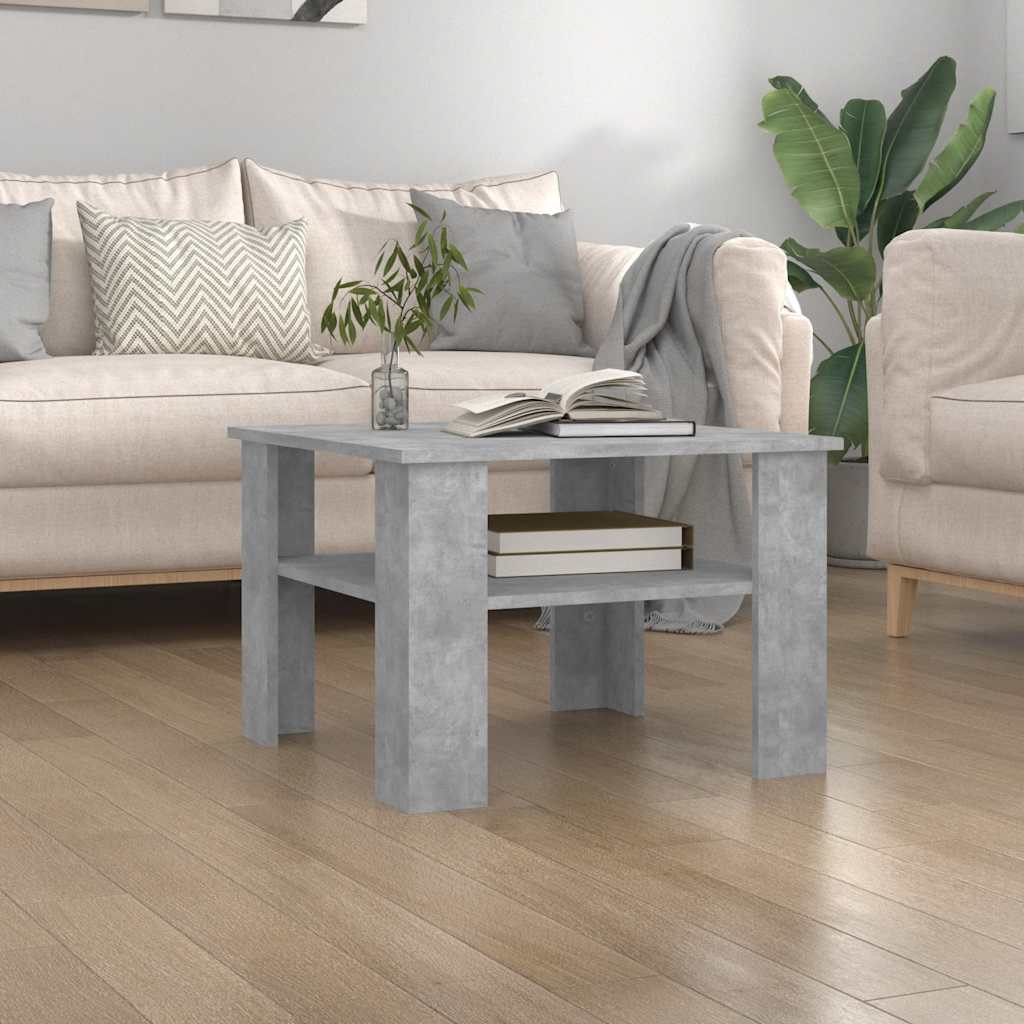 Soffbord betonggrå 60x60x42 cm konstruerat trä