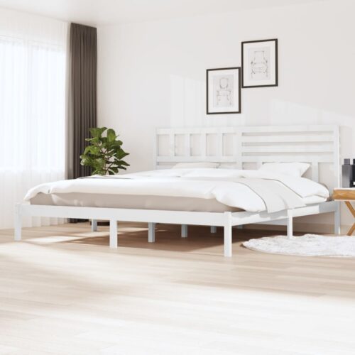 Sängram utan madrass vit 180x200 cm massiv furu