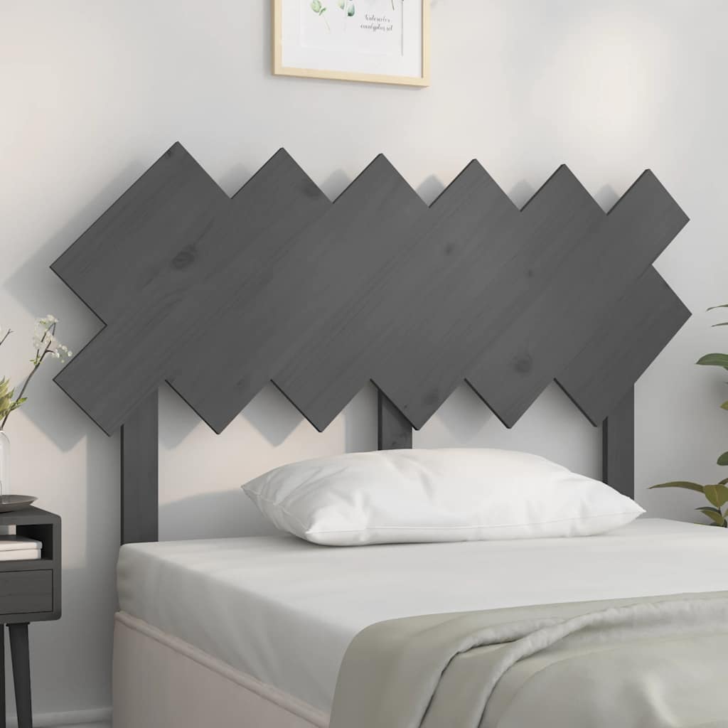 Sänggavel grå 122,5x3x80,5 cm massiv furu