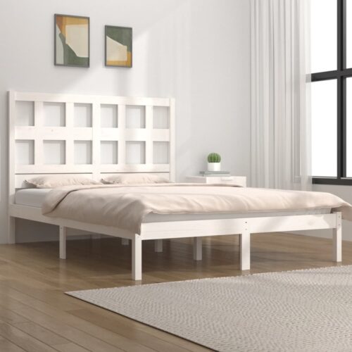 Sängram utan madrass vit 180x200 cm massiv furu