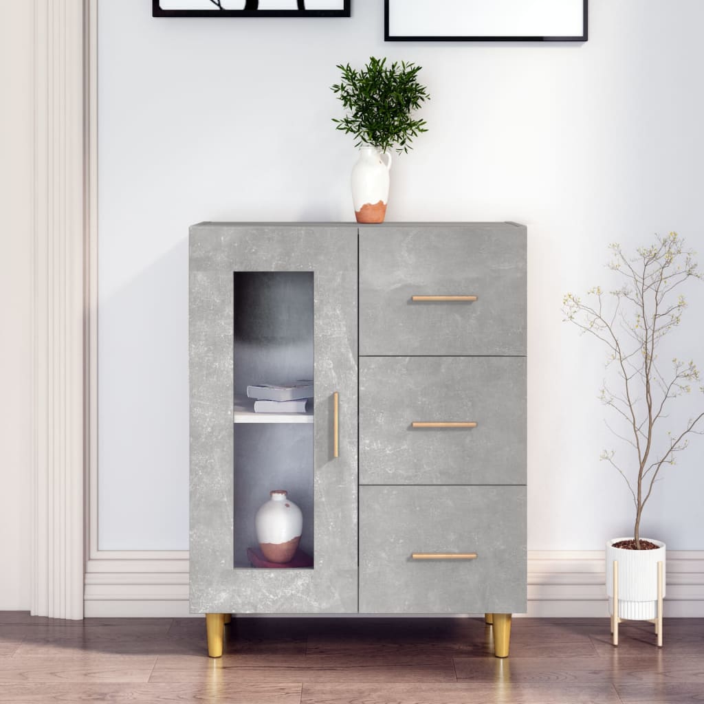 Skänk betonggrå 69,5x34x90 cm konstruerat trä