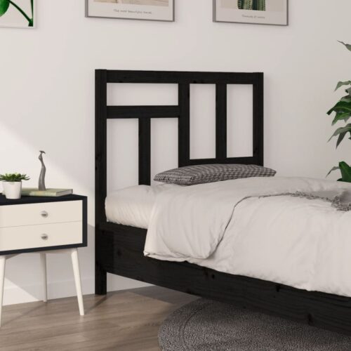 Sänggavel svart 95,5x4x100 cm massiv furu