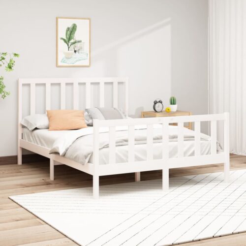Sängram utan madrass vit 140x200 cm massiv furu