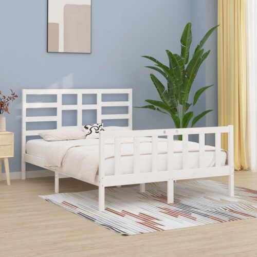 Sängram utan madrass vit 140x200 cm massiv furu