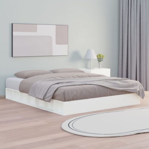Sängram vit 160x200 cm massivt trä