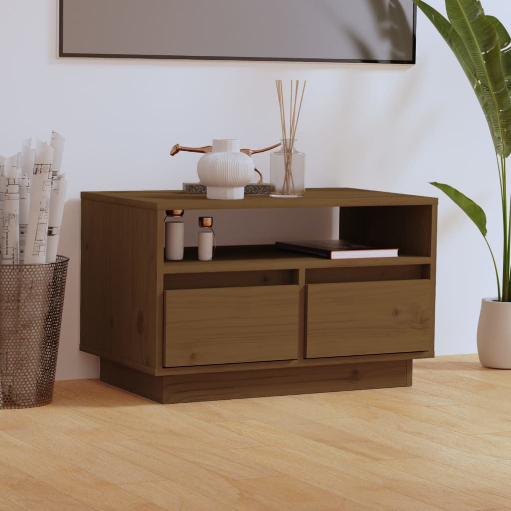 Tv-bänk honungsbrun 60x35x37 cm massiv furu
