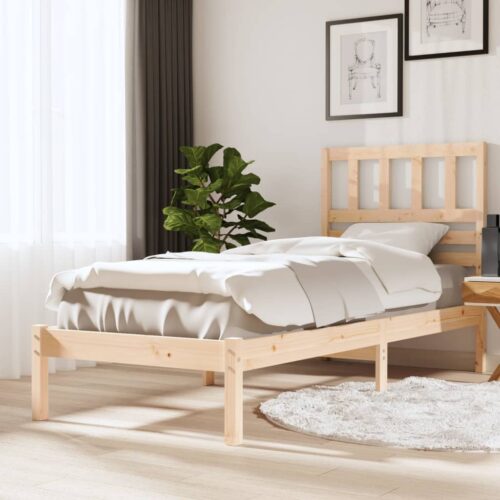 Sängram 75x190 cm massiv furu vit