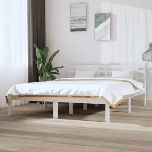 Sängram utan madrass vit 120x200 cm massiv furu