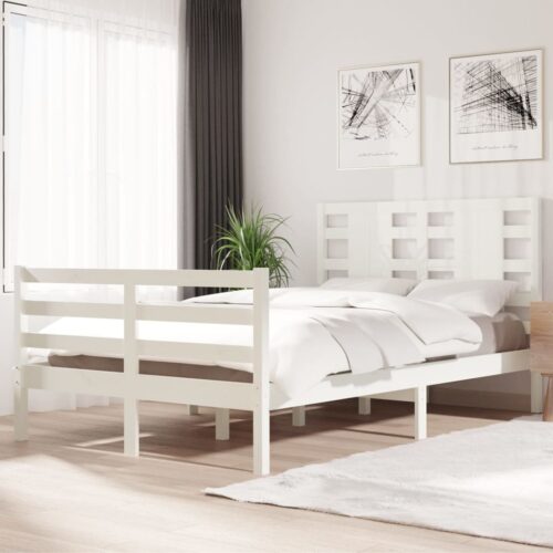 Sängram utan madrass vit 120x200 cm massiv furu