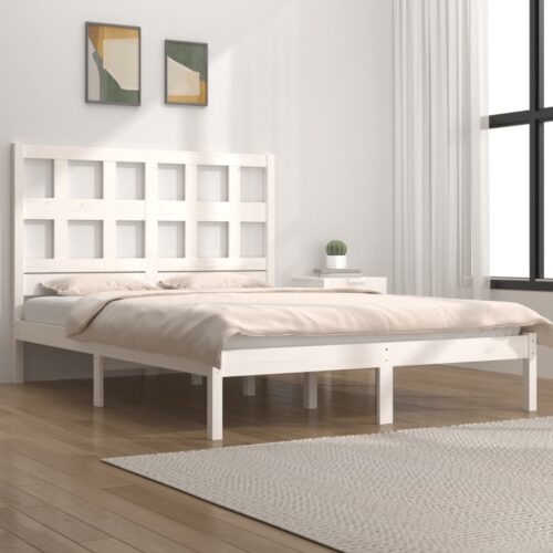 Sängram utan madrass vit 160x200 cm massiv furu