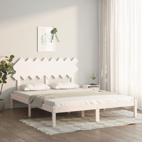 Sängram vit 160x200 cm massivt trä