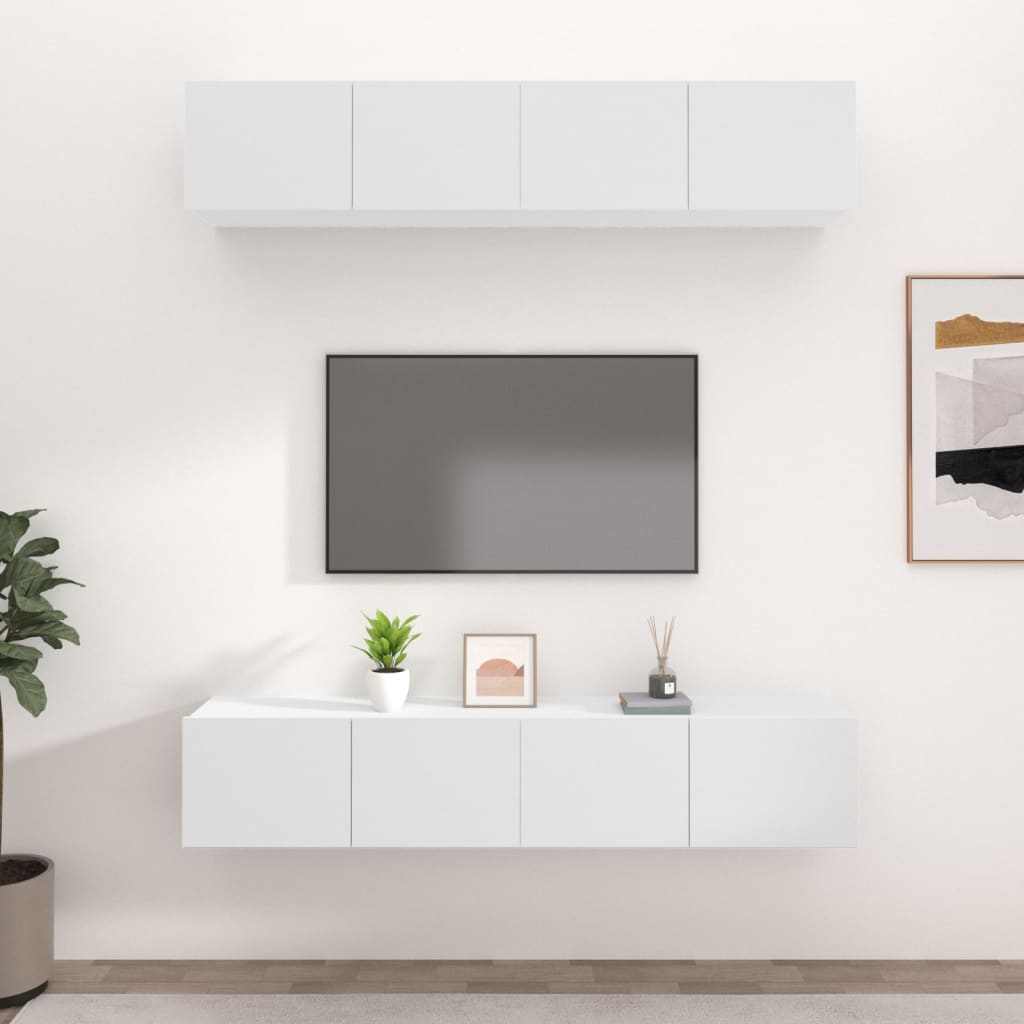 Tv-skåp 4 st vit 80x30x30 cm konstruerat trä