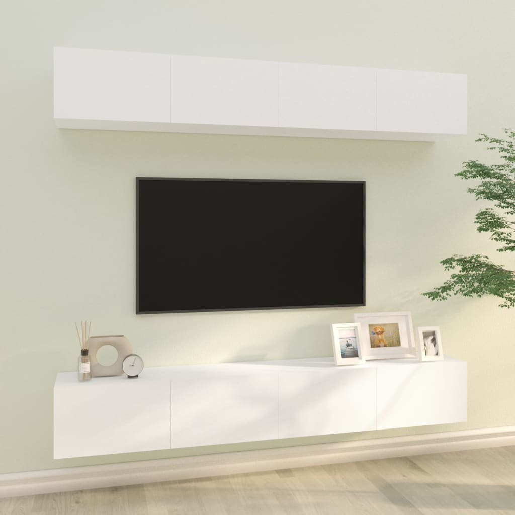 Tv-skåp 4 delar vit 100x30x30 cm