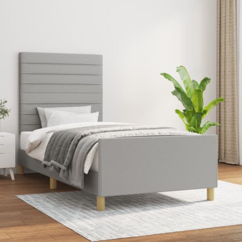 Sängram utan madrass ljusgrå 100x200 cm tyg
