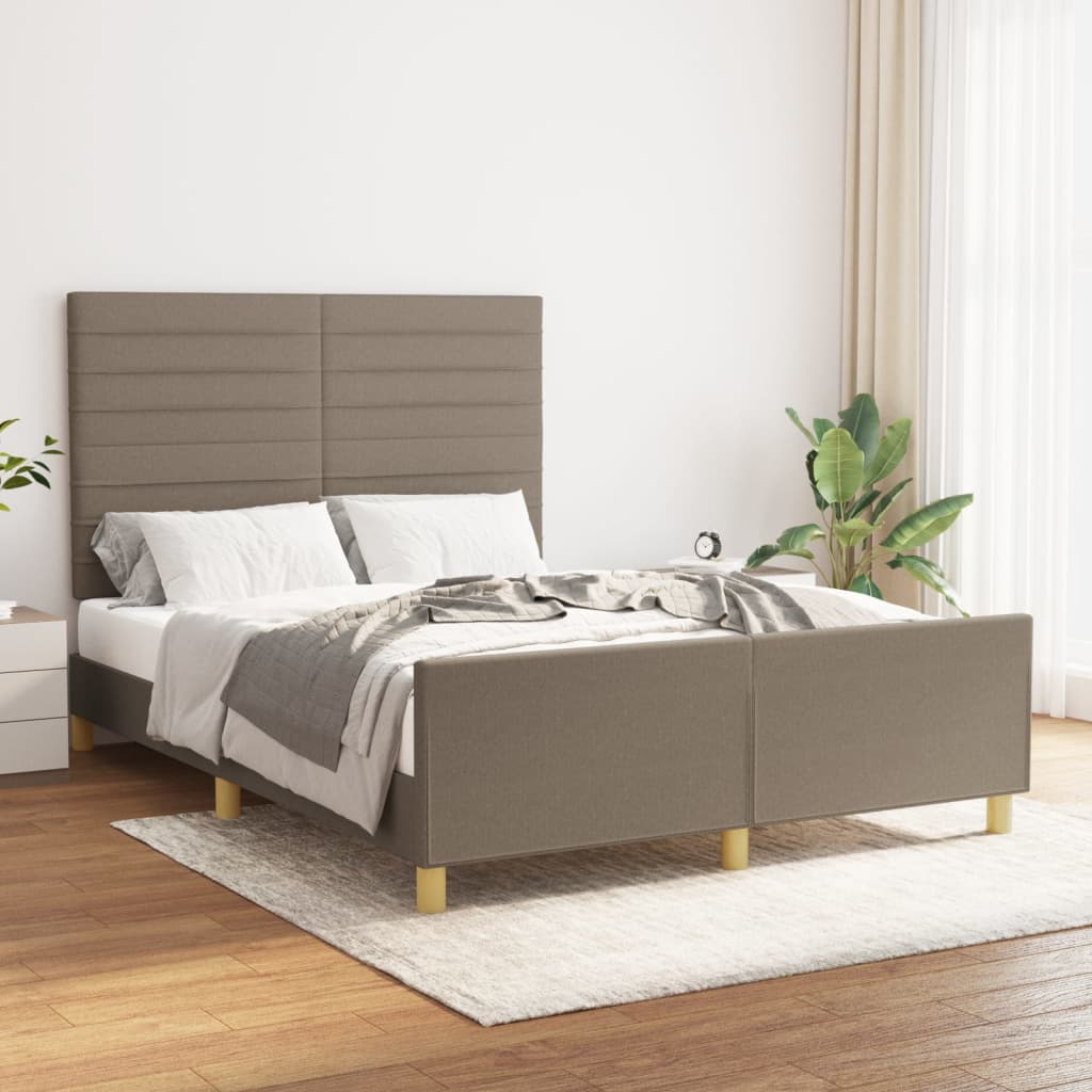 Sängram utan madrass taupe 140x200 cm tyg