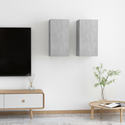 | Vägg TV Skåp | 2 pcs Betonggrå 30.5 x 30 x 60 cm Konstruerat trä