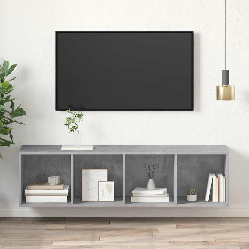 Väggmonterat tv-skåp betonggrå 37x37x142,5 cm konstruerat trä