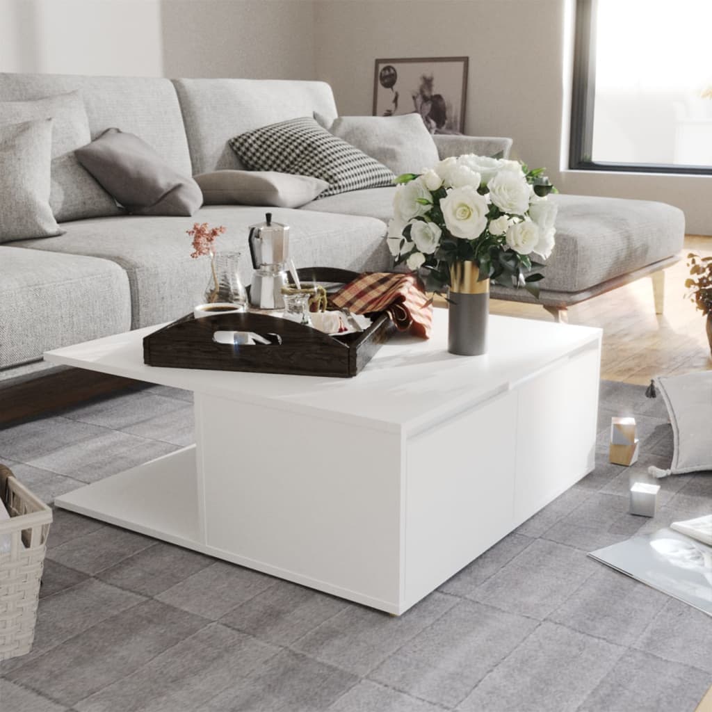 Soffbord vit 80x80x31 cm konstruerat trä