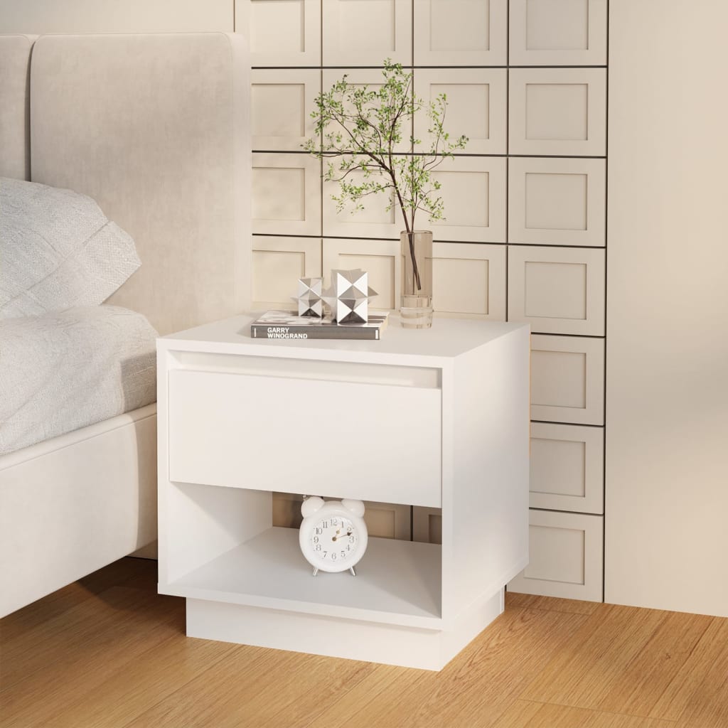 Sängbord vit 45x34x44 cm konstruerat trä