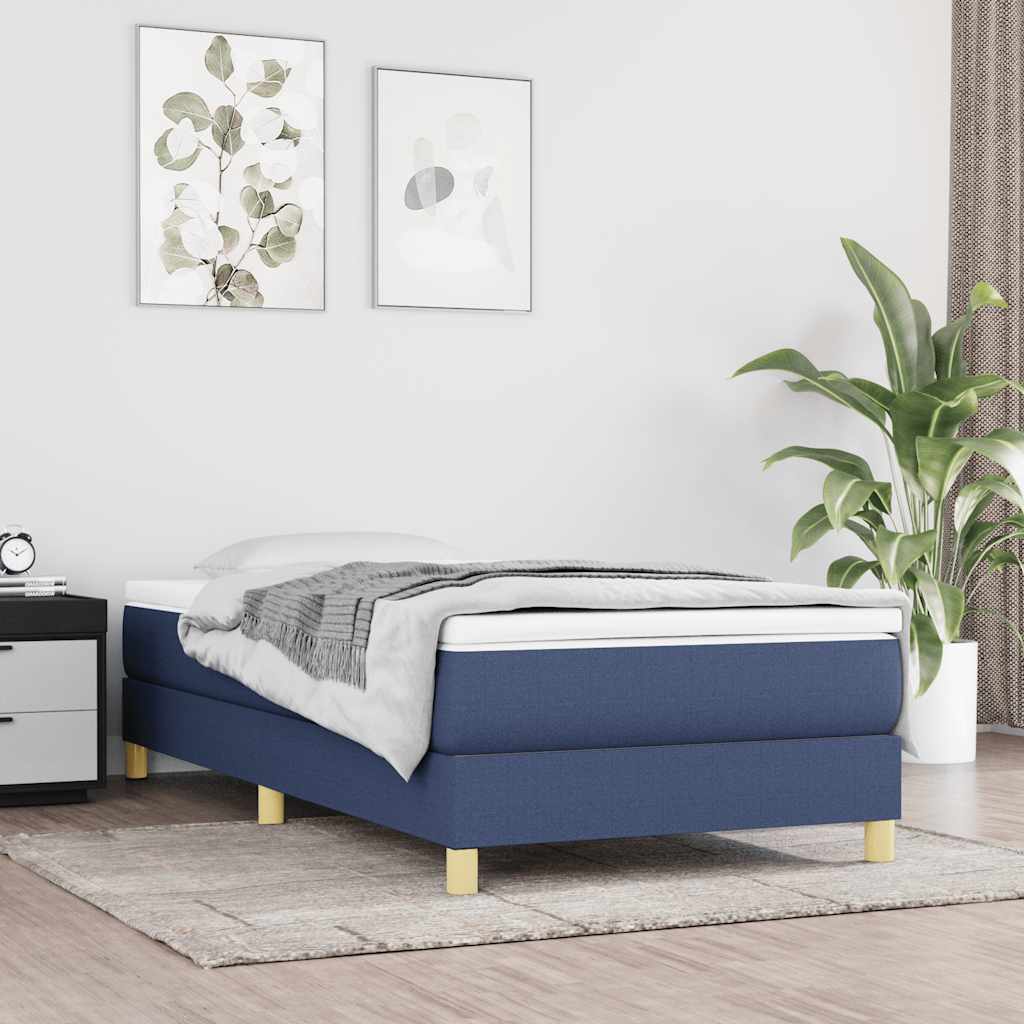 Boxspring-sängram blå 80x200 cm tyg
