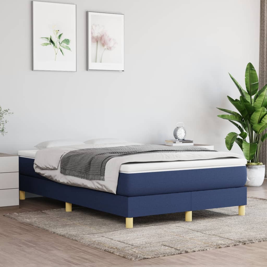 Boxspring-sängram blå 120x200cm tyg
