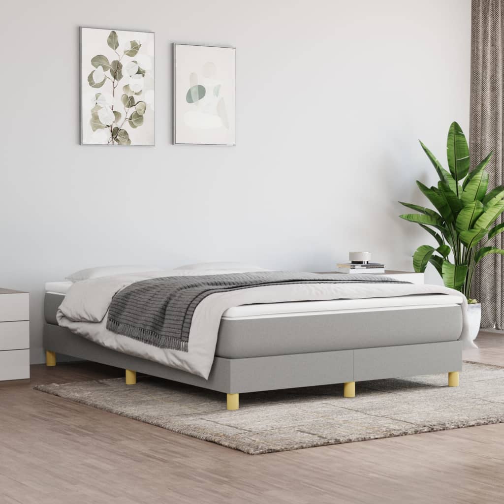 Boxspring-sängram ljusgrå 140x190 cm tyg