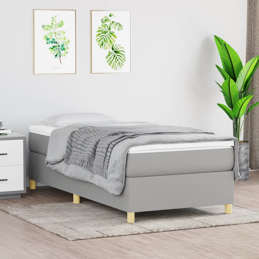 Boxspring-sängram ljusgrå 80x200 cm tyg