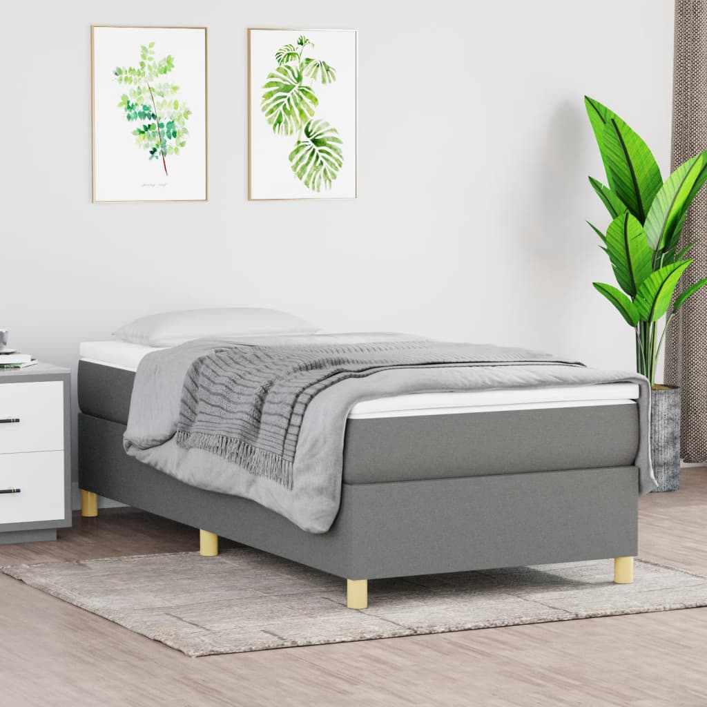 Boxspring-sängram mörkgrå 80x200 cm tyg