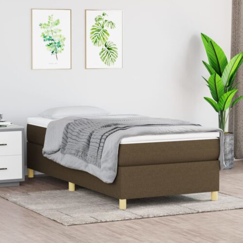 Boxspring-sängram mörkbrun 90x190 cm tyg