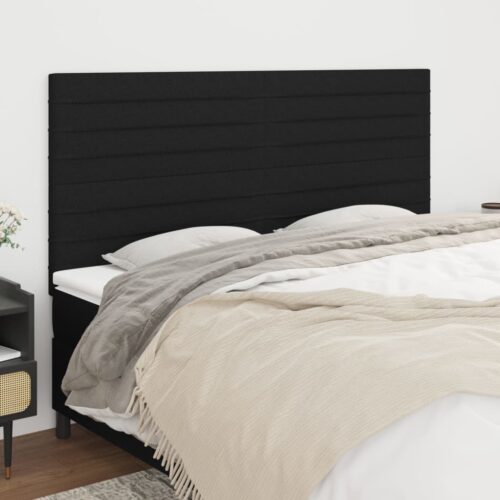 Sänggavel svart 200x5x118/128 cm tyg