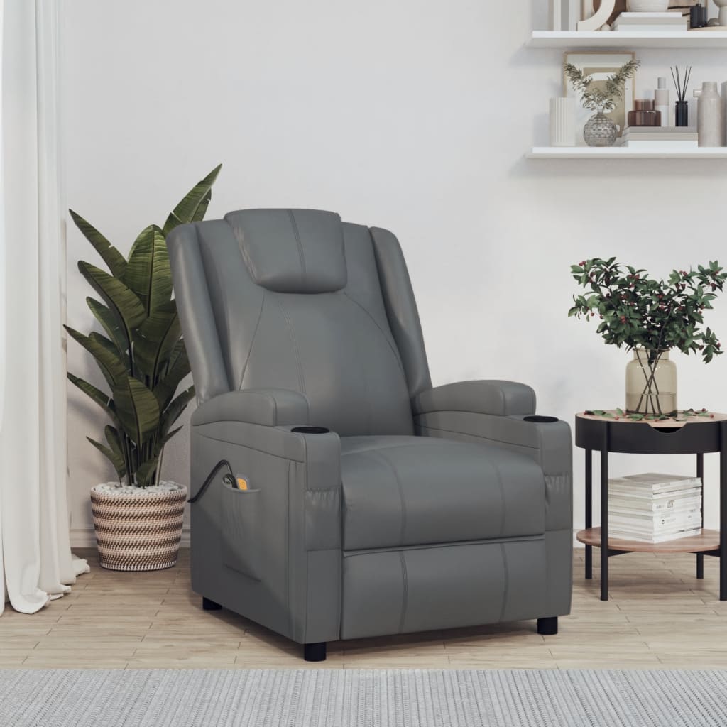 Elektrisk massagefåtölj antracit konstläder