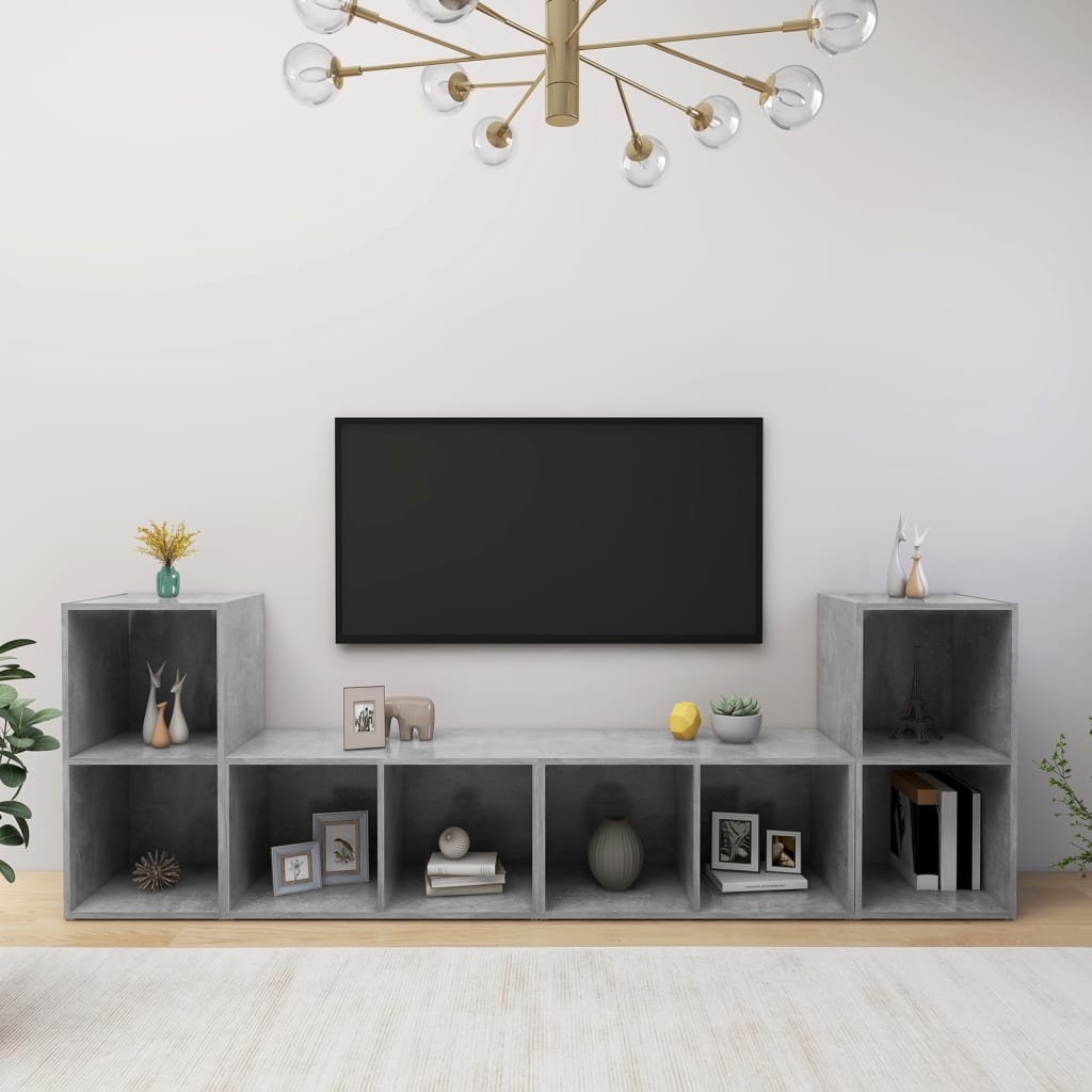TV-skåp 4 st betonggrå 72x35x36,5 cm konstruerat trä
