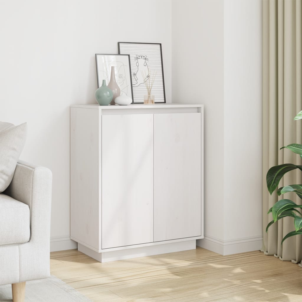 Skänk vit 60x34x75 cm massiv furu