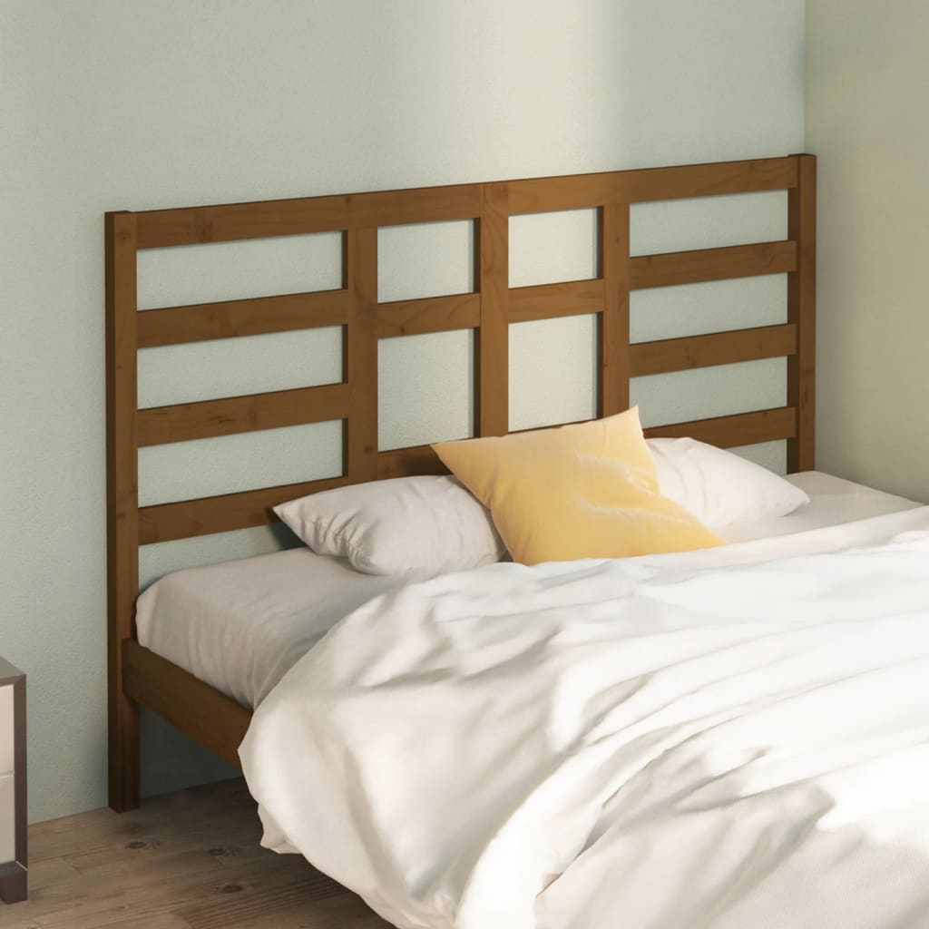 Sänggavel honungsbrun 126x4x104 cm massiv furu