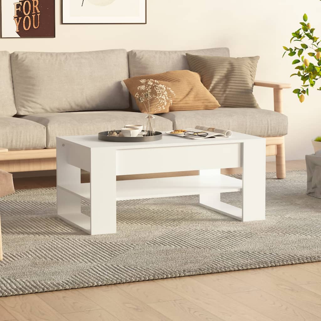 Soffbord vit 102x55x45 cm konstruerat trä
