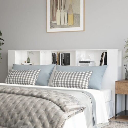 Sänggavel med förvaring vit högglans 220x18,5x104,5 cm