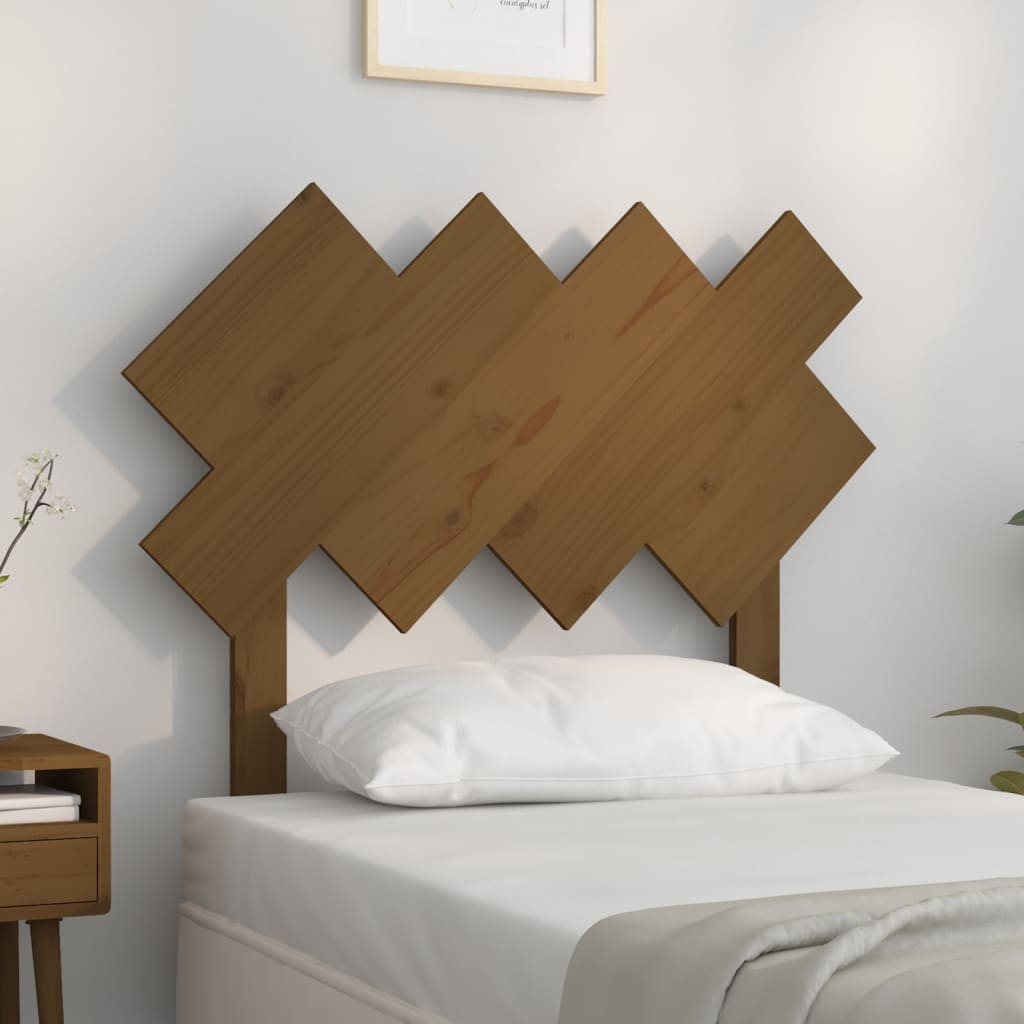 Sänggavel honungsbrun 92x3x81 cm massiv furu