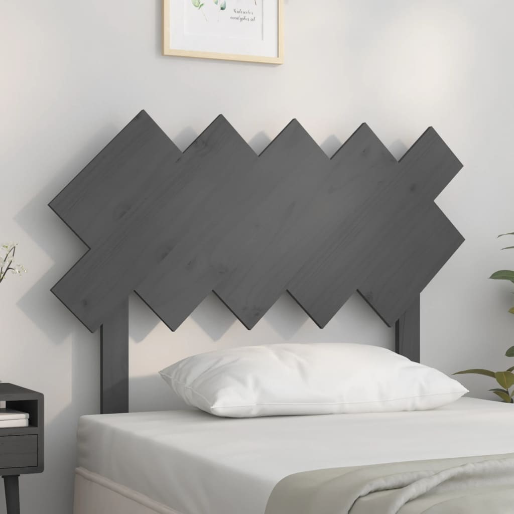 Sänggavel grå 104x3x80,5 cm massiv furu