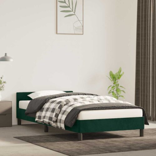 Sängram utan madrass mörkgrön 80x200 cm sammet