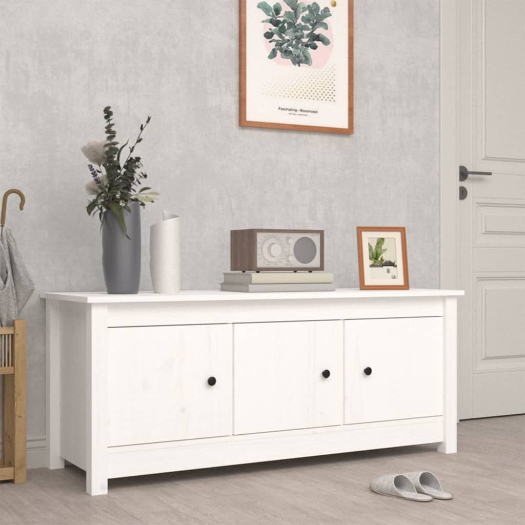 Skoskåp vit 110x38x45,5 cm massiv furu