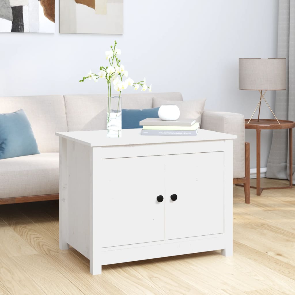 Soffbord vit 71x49x55 cm massiv furu