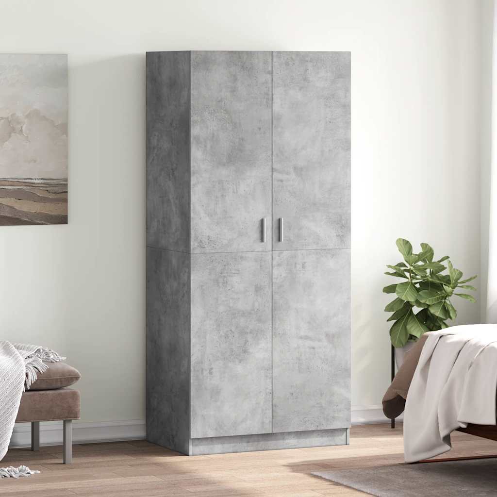 Garderob betonggrå 80x52x180 cm konstruerat trä