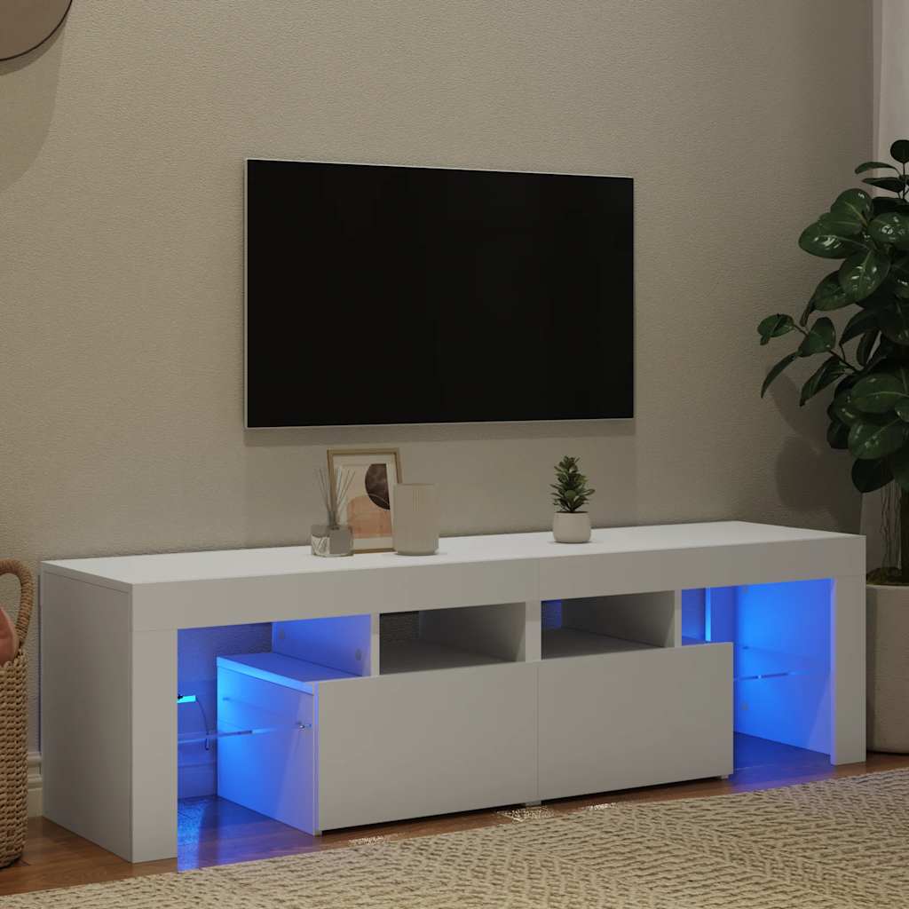 Tv-bänk med LED-belysning vit 140x36,5x40 cm